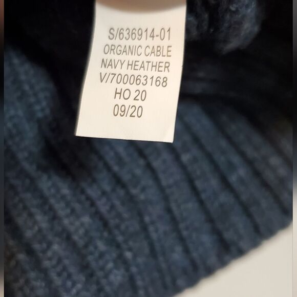 Small Gap Navy Heather Organic Cable Knit Sweater - Blue Long Sleeve Textured - Picture 4 of 7